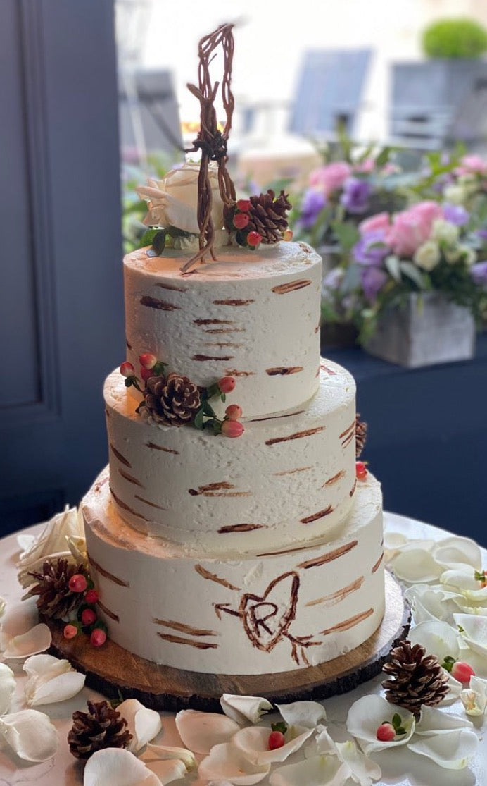 Whimsical Birch Wedding Cake